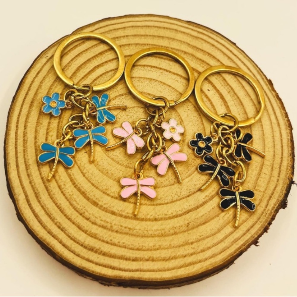 Dragon fly flower Keychain/ Bag charm💕